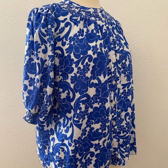 Boden Ada 100% Linen Blue and White Women's Top Size 8 - Picture 12 of 15